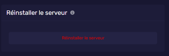 Bouton Réinstaller sur le panel OctoHeberg