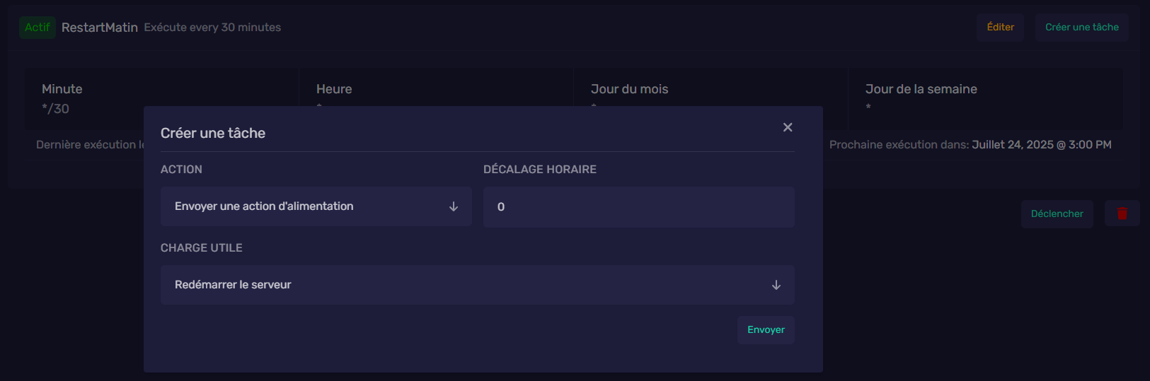 Choix de l'action à automatiser